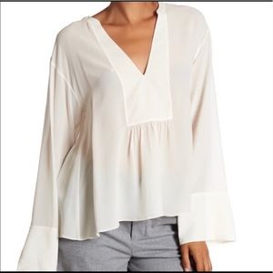 Theory Matara pebbled chiffon silk Long sleeve Medium Wide Sleeve Shirt